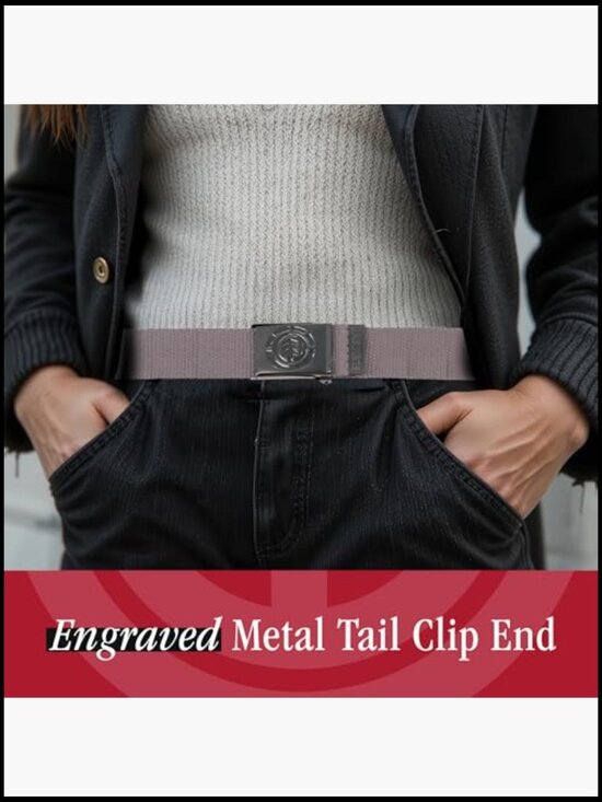Adjustable Fabric Belt with Metal Buckle for Men and Women main image 5
